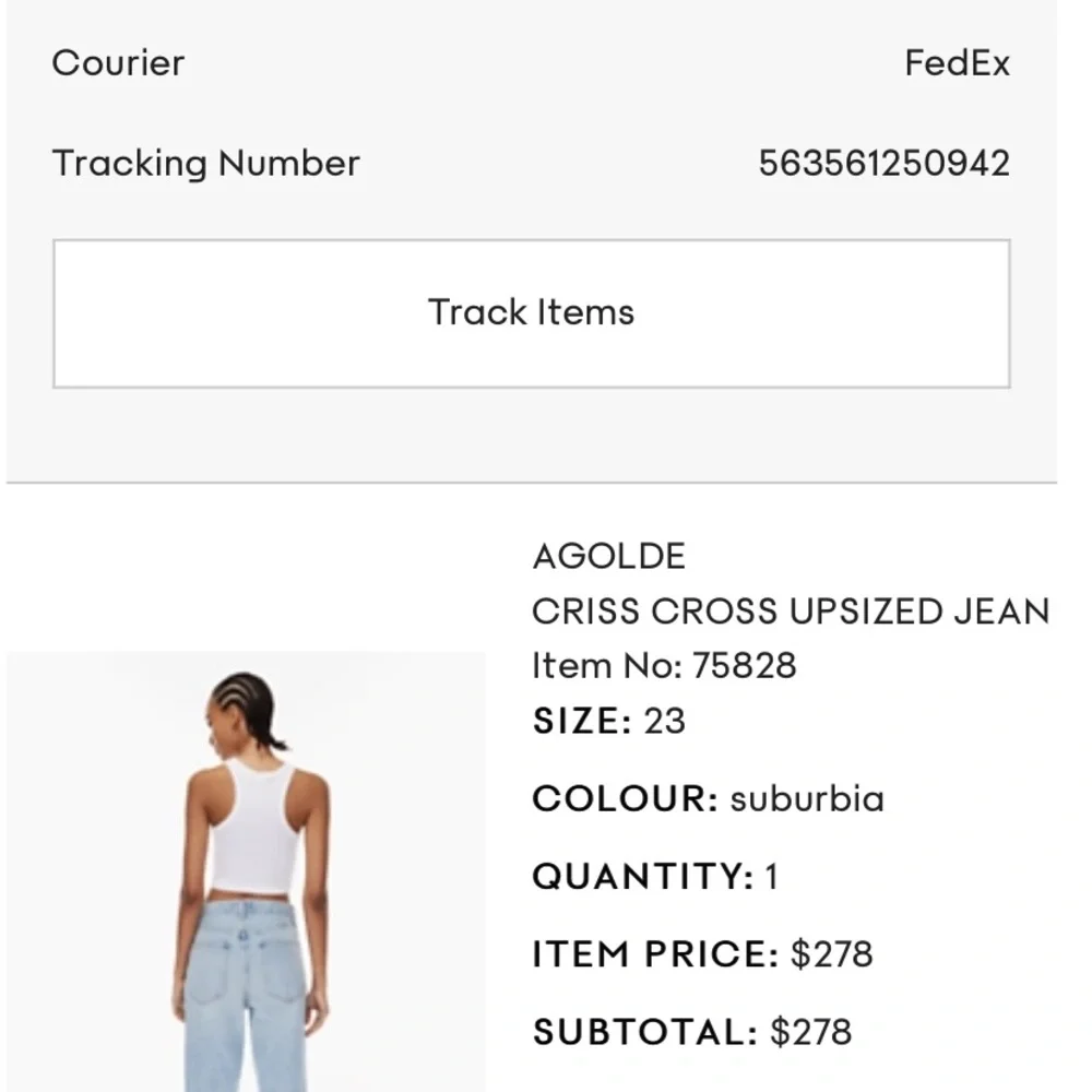 Agolde criss cross jeans size 23 - Picture 2 of 2